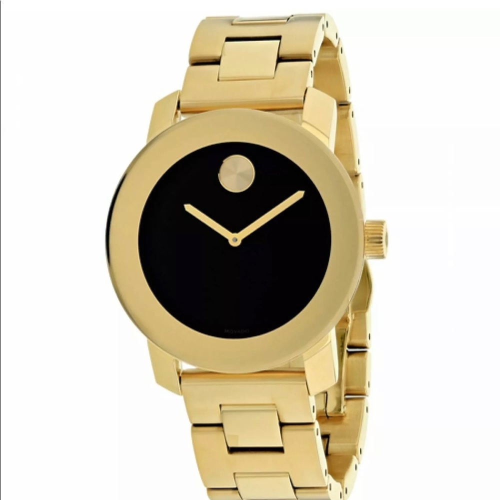 Movado Bold Black Dial Gold Unisex Watch